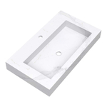 Saniclass Artificial Marble Lavabo 80.6x45.7x10.5cm Rectangulaire 1 trou pour robinet 1 vasque Aspect marbre blanc SW721057