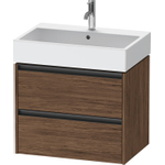 Duravit Ketho.2 Wastafelonderbouwkast - met 2 laden - 68.4x46x54.9cm - met grepen antraciet - donker noten mat SW772234