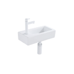 QeramiQ Fuente fonteinset – 37.5x18.5x9 cm – keramiek wit glans – kraangat links – mat witte kraan SW1232735