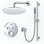 Grohe - Adema Rise regendoucheset – Ø30 cm hoofddouche – 20 cm gebogen wandarm – staafhanddouche – 2 functies – chroom SW811936