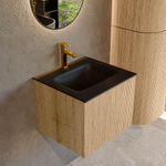 MONDIAZ KURVE 50cm Meuble salle de bain - couleur Oak - 1 tiroir - vasque GRUNNE centre - 1 trou de robinet - Urban SW1138381