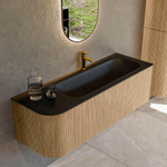 MONDIAZ KURVE 135cm Meuble salle de bain avec module 25 G - couleur Oak - 1 tiroir - 1 porte - vasque BIG MEDIUM droite - 1 trou de robinet - Urban SW1138416