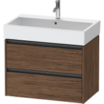 Duravit Ketho.2 Wastafelonderbouwkast - met 2 laden - 78.4x46x54.9cm - met grepen antraciet - donker noten mat SW772716