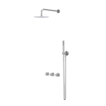 IVY Bond Ensemble de douche pluie - encastrable - symétrie - 2 robinets d'arrêt - bras mural 40 cm - pomme de douche medium 20 cm - support avec sortie - flexible de douche 150 cm - douchette stick - Chrome SW1034477