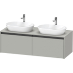 Duravit Ketho.2 Wastafelonderbouwkast - inclusief consoleplaat - met 2 laden - voor dubbele waskommen - 140x55x45.9cm - met handgrepen antraciet - betongrijs mat SW772201