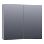 Saniclass Plain Spiegelkast - 80x70x15cm - 2 links/rechtsdraaiende spiegeldeuren - MDF - mat grijs SW393117