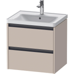 Duravit Ketho.2 Wastafelonderbouwkast - met 2 laden - 58.4x45.5x54.9cm - met grepen antraciet - taupe supermat SW772141