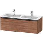 Duravit Ketho.2 Wastafelonderbouwkast - met 1 lade - voor dubbele wastafel - 128x48x44cm - met greep antraciet - noten mat SW773109