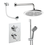 Crosswater MPRO Ensemble de douche pluie encastré - 2 poignées - vidage de baignoire - pomme de douche 30 cm - douchette - barre de douche - bras mural - chrome SW1472498