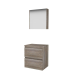 Basic-Line Comfort 46 ensemble de meubles de salle de bain 60x46cm sans poignée 2 tiroirs lavabo top armoire de toilette mfc scotch oak SW639103