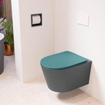 Mondiaz LAVIE hangtoilet – spoelrandloos – 36 x 53 cm – met softclose zitting – Dark grey (grijs), zitting Smag (groen) SW1208712