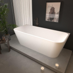 ZEZA Grand Baignoire semi-îlot - 180x80x58cm - avec une bonde- acrylique - blanc brillant SW1030591