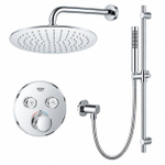 Grohe - Adema Rise regendoucheset – Ø25 cm hoofddouche – 20 cm gebogen wandarm – staafhanddouche – glijstang 90 cm – chroom SW804539