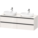 Duravit Ketho.2 Wastafelonderbouwkast - inclusief consoleplaat - met 4 laden - voor dubbele waskommen - 160x55x56.8cm - met handgrepen antraciet - hoogglans wit SW772308