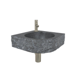 Wiesbaden Lavabo d’angle en pierre dure finition martelée 30x30x10cm incl. robinet de lave-mains Amador acier brossé SW794562
