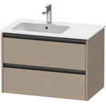 Duravit Ketho.2 Wastafelonderbouwkast - met 2 laden - voor waskom links - 81x48x54.9cm - met grepen antraciet - linnen mat SW771914