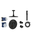 Grohe Grohtherm SmartControl Regendoucheset - inbouwbox - 3 wegs omstel - hoofddouche rond - plafondarm - handdouchehouder - staafhanddouche - phantom black SW1204254