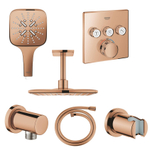 Grohe Rainshower SmartActive Douche pluie - mural - carré - 31cm - bras plafond - Warm sunset brossé (cuivre) SW1182667