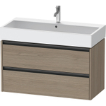 Duravit Ketho 2 meuble sous-lavabo avec 2 tiroirs 98,4x46x54,9cm avec poignées chêne anthracite terra mat SW772385