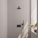 BRAUER Black Edition inbouw regendoucheset – Ø20 cm hoofddouche – 39.4 cm rechte wandarm – staafhanddouche – met omstel SW925417