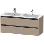 Duravit Ketho.2 Wastafelonderbouwkast - met 2 laden - voor dubbele wastafel - 128x48x55cm - met grepen antraciet - linnen mat SW773064
