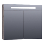 BRAUER Promise Deluxe armoire de toilette - 80x70x15cm - avec éclairage direct - 2 portes miroir double face - Bois flotté SW499521