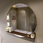 Mondiaz SPOT Badkamerspiegel - rond 100cm - spiegelplanchet - kleur Rust SW1235605