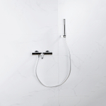 Fortifura Calvi Thermostatische badkraan - met staafhanddouche handdouchehouder en gladde doucheslang - hoogglans chroom SW811955