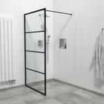 Marenza Bellini Douche à l'italienne - 100x200cm - cadre lines extérieur - anticalcaire - noir mat SW238202