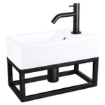 Differnz Force pack lave-mains – 40 x 22 x 11,5 cm – céramique blanche – robinet courbé noir mat – avec cadre noir SW373249