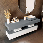 Mondiaz TOP 51 Plan sous vasque - 150x51x12cm - suspendu - solid surface - Plata SW1022421