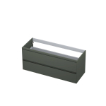 INK Wastafelonderkast - 120x45x52cm - 2 lades - greeploos - 45 graden afwerking rondom - MDF lak Mat beton groen SW416540