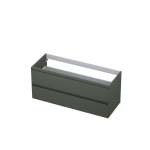 INK Wastafelonderkast - 120x45x52cm - 2 lades - greeploos - MDF lak - Mat beton groen SW416540