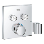 GROHE Smartcontrol Partie de finition pour robinet de douche encastrable thermostatique avec inverseur et support douchette carré 2 fonctions chrome SW104923