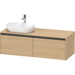 Duravit ketho 2 meuble sous lavabo avec plaque console et 2 tiroirs pour lavabo à gauche 140x55x45.9cm avec poignées anthracite chêne naturel mat SW772771
