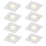 QAZQA Xena spot encastré - set de 8 - 8x8cm - IP44 - carré - blanc mat SW1209716