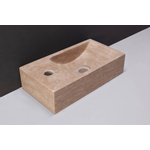 Forzalaqua Venetia fontein - 40x22x10cm - kom rechts - kraangat links - gezoet travertin (beige) SW67670