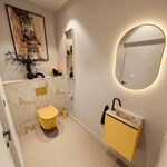 MONDIAZ TURE-DLUX Meuble toilette - 40cm - Ocher - EDEN - vasque Frappe - position droite - 1 trou de robinet SW1102854