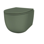 QeramiQ Élan Pack WC Suspendu - 36,5 × 53 cm - cuvette à fond creux - sans bride (rimless) - abattant slim - vert foncé mat SW1581573