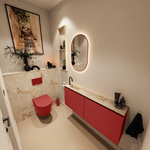 MONDIAZ TURE-DLUX Meuble toilette - 120cm - Fire - EDEN - vasque Frappe - position gauche - 1 trou de robinet SW1102753