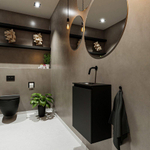 MONDIAZ TURE Kit lave-mains - 40x23x50cm - 0 trous de robinet - 1 porte - urban mat - Lavabo à gauche - Solid Surface Noir SW475250