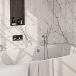 BRAUER Chrome Carving mitigeur de bain encastré thermostatique - boutons-poussoirs SET 03 - combinaison de remplissage de bain - douchette à main barre - flexible de douche - coude de raccordement mural - chromé SW925499