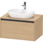 Duravit ketho 2 meuble sous lavabo avec plaque console avec 1 tiroir 80x55x45.9cm avec poignée anthracite chêne naturel mate SW772750