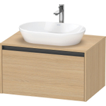 Duravit Ketho.2 Wastafelonderbouwkast - inclusief consoleplaat - met 1 lade - 80x55x45.9cm - met handgreep antraciet - natuur eiken mat SW772750