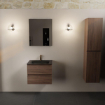 Mondiaz AIVY Ensemble de meuble - 60x45x50cm - 1 trou de robinet - 1 vasque Urban Solid surface - Centre - 2 tiroirs - avec miroir - Melamine Mocha SW892200