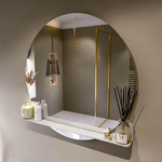 Mondiaz SPOT Badkamerspiegel - rond 100cm - spiegelplanchet - kleur Linen SW1235556