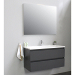 Basic Bella Meuble avec lavabo acrylique 100x55x46cm 1 trou de robinet avec miroir Anthracite mat SW398140