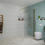 Fortifura Galeria inloopdouche - 90x200cm - ribbelglas - wandarm - PVD - geborsteld koper SW877070