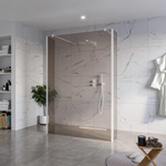 Fortifura Galeria Vrijstaande Inloopdouche - 140x200cm - Rookglas - antikalk - 8mm veiligheidsglas - 2 zijwanden - 40cm - wandsteunen en hoekprofielen - mat wit SW993200