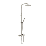 Hotbath Ace Regendoucheset - thermostatisch - hoofddouche 21cm - staafmodel handdouche - gladde doucheslang - geborsteld nikkel (RVS) SW1119167
